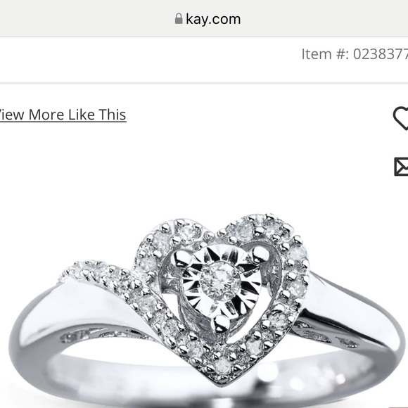 diamond heart ring in sterling silver - Picture 1 of 6